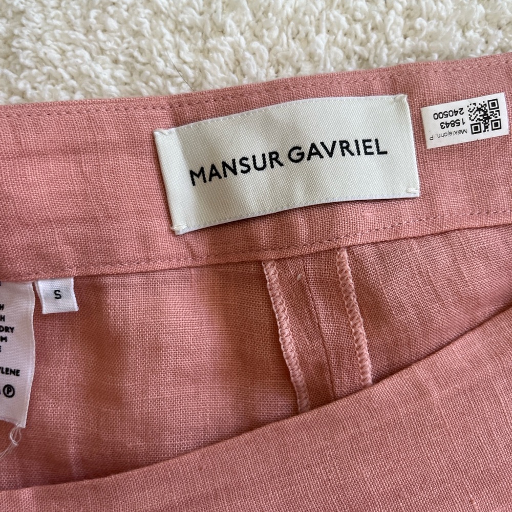 Mansur Gavriel Blush Linen Trousers - Picture 2 of 5